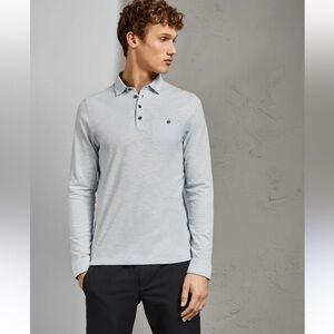 Ted Baker light grey 100% cotton long sleeve polo shirt long sleeve size 4 (L)